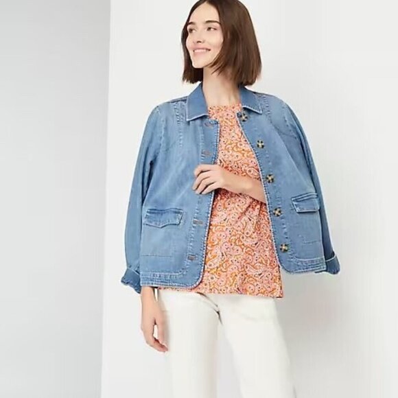 J. Jill Denim | Classic Blue Jean Jacket Button Front Size 2X - Picture 1 of 7